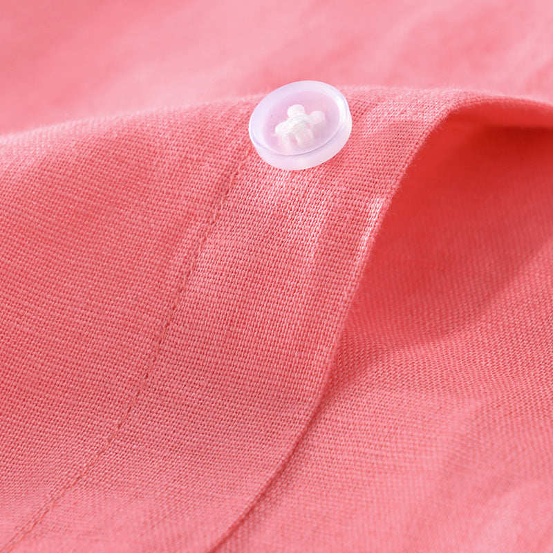 Herren Leinenmix-Layering-Overshirt mit Kentkragen, gerundetem Saum und Soft‑Touch Echoarchiv