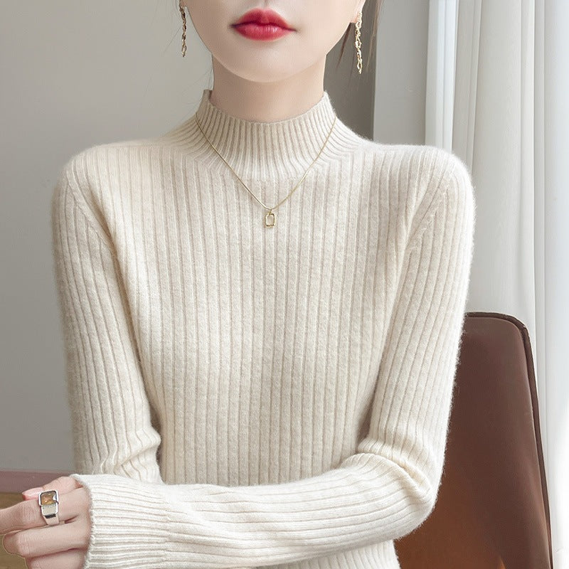 Damen Schmaler Rippenstrick-Mockneck mit extraweicher Kaschmir-Optik Echoarchiv