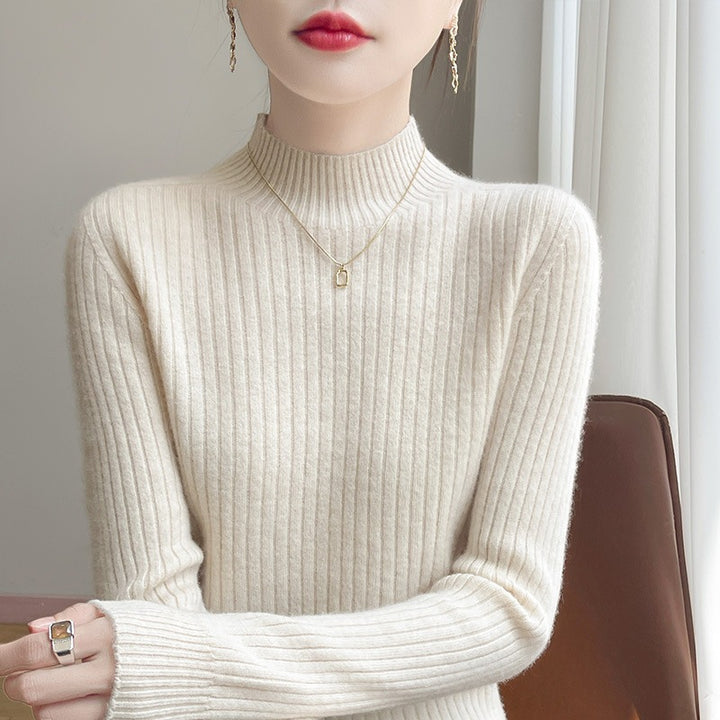 Damen Schmaler Rippenstrick-Mockneck mit extraweicher Kaschmir-Optik Echoarchiv