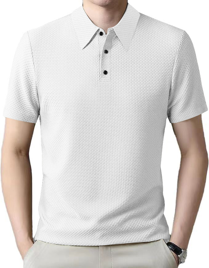 Herren nan Mikrostruktur-Poloshirt mit Hemdkragen, dezenter Knopfleiste und atmungsaktivem Jersey Echo Archiv