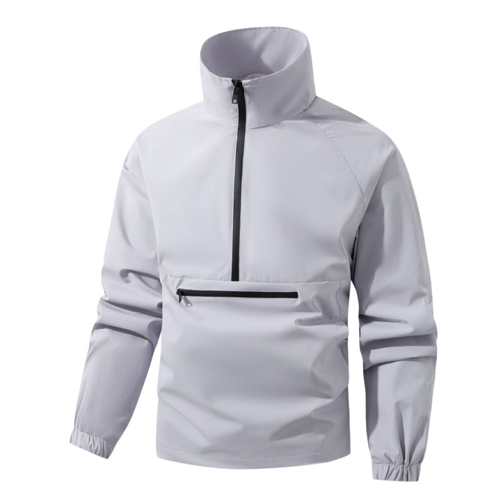 Herren Leichter wasserabweisender Anorak mit Halbzip, hohem Stehkragen & Front-Reißverschlusstasche Echoarchiv