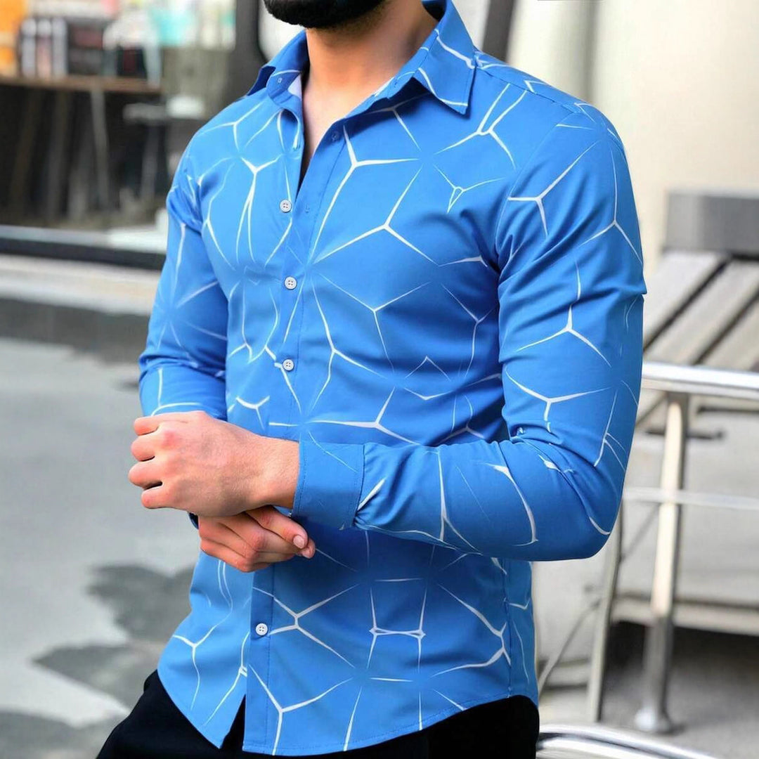 Herren Langarmhemd mit kreativem Muster Echoarchiv