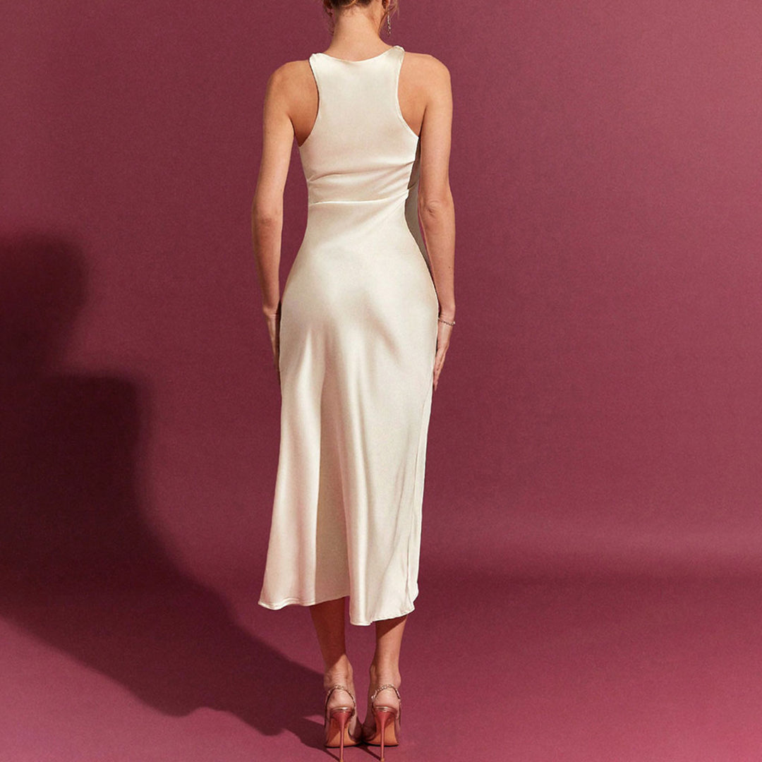 Damen elegantes Satin-Cocktailkleid mit asymmetrischem Schnitt und figurbetontem Design Echo Archiv