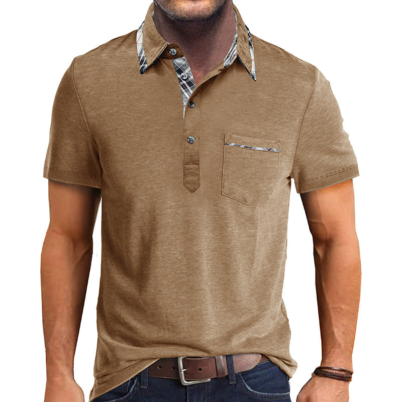 Herren Polo-Shirt mit stilvollem Karodetail und Brusttasche Echoarchiv