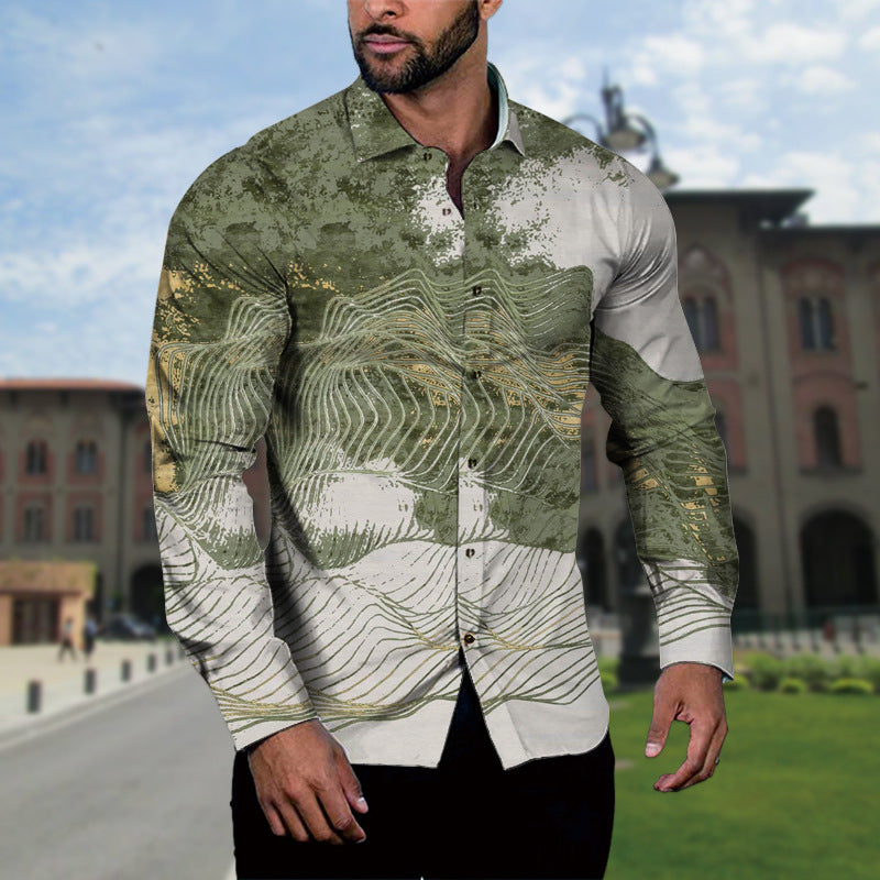 Herren Langarmhemd mit modernem Boucle-Muster und stilvollem Schnitt Echoarchiv