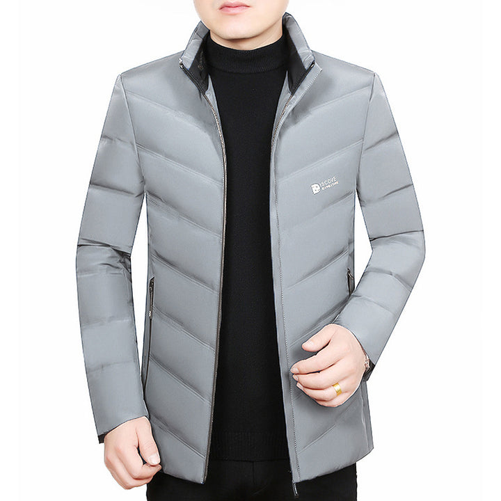 Herren Slim-Fit Reisesteppjacke mit Stehkragen und Chevron-Steppung – Taviero