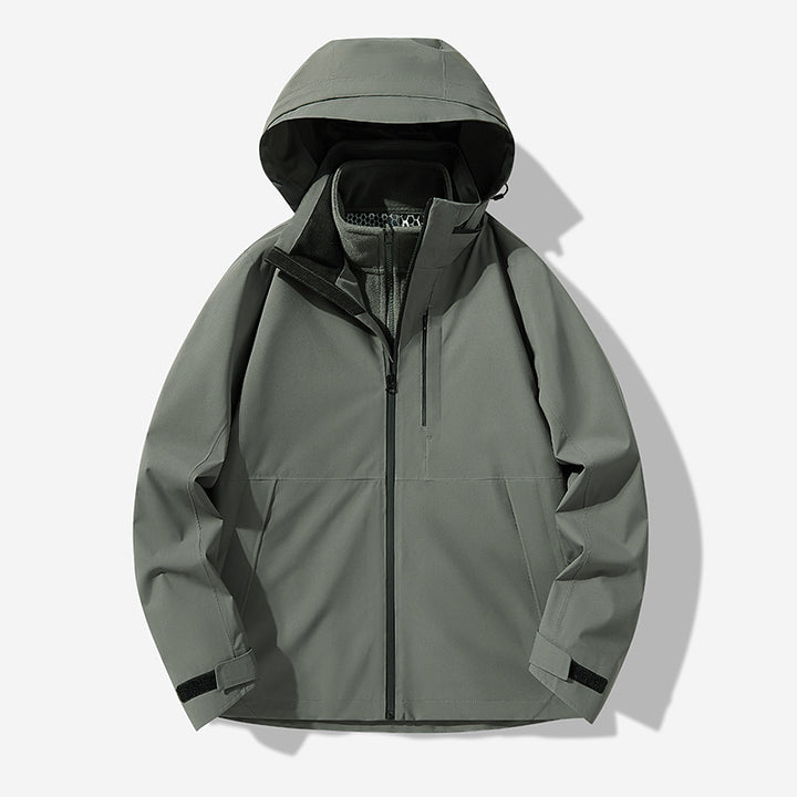 Herren Wasserdichte technische Softshell-Hybridjacke mit integriertem Fleecefutter und verstellbarer Kapuze Echo Archiv