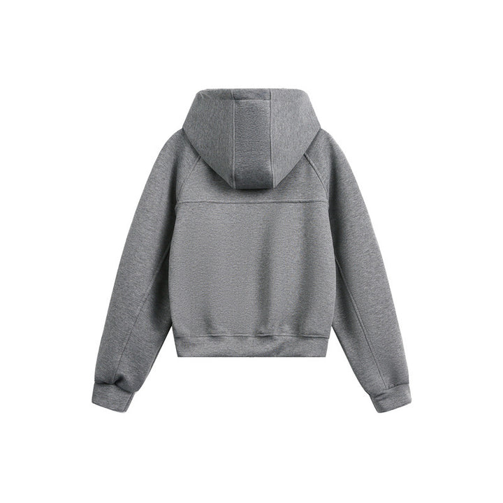 Unisex Kapuzen-Sweatjacke mit Zwei-Wege-Reißverschluss und Boxy-Schnitt Echoarchiv