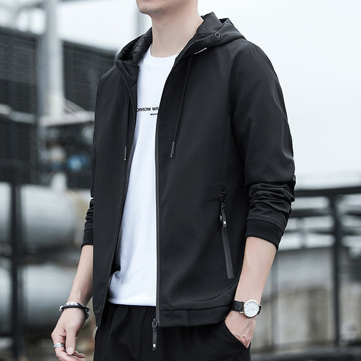 Herren Urbaner Softshell-Hoodie mit getapten Nähten, verstellbarer Kapuze und Zipper-Taschen Echoarchiv
