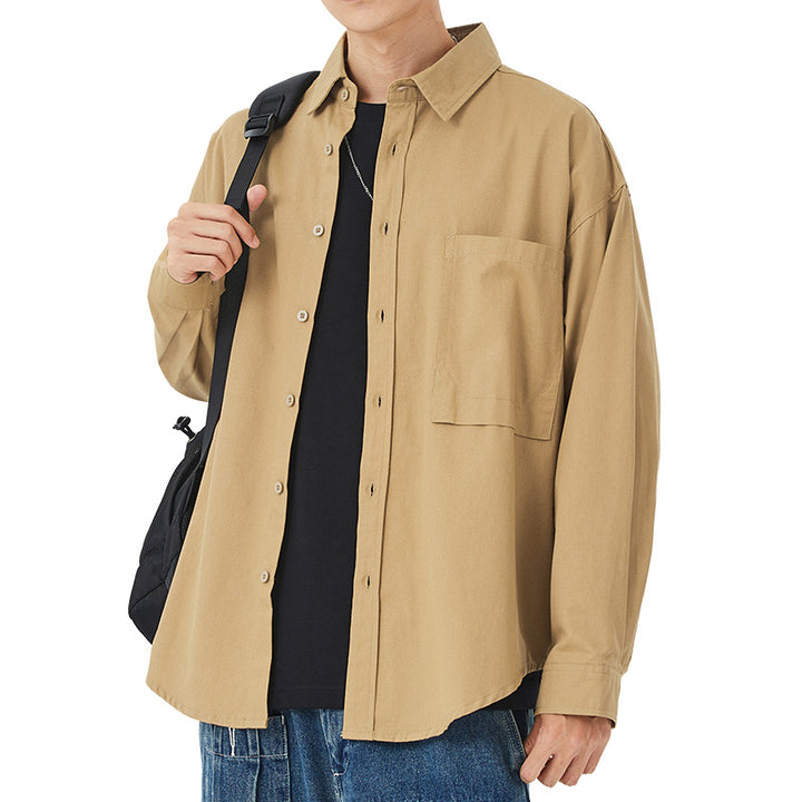 Herren lässige Baumwollhemdjacke mit aufgesetzter Brusttasche Echoarchiv