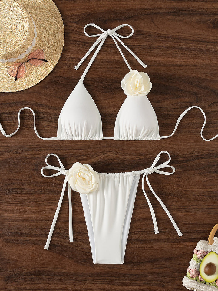 Damen Triangel-Bikini mit dekorativen Rüschen und verstellbaren Bändern Echo Archiv
