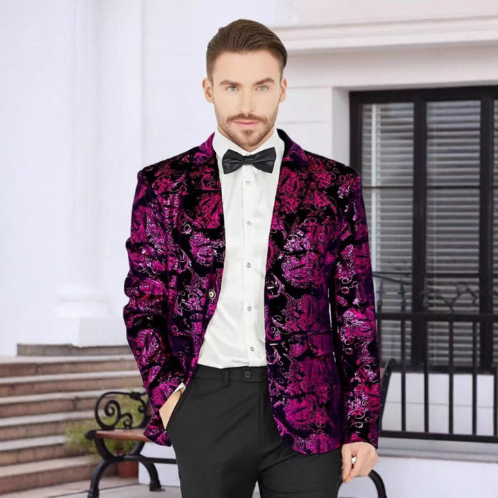 Herren Luxus Samtblazer mit floralem Jacquard-Muster Echoarchiv