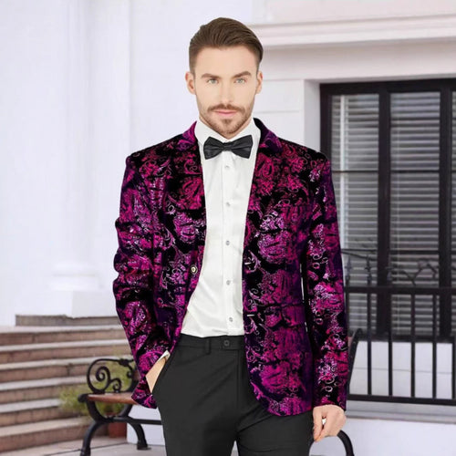 Herren Luxus Samtblazer mit floralem Jacquard-Muster Echoarchiv