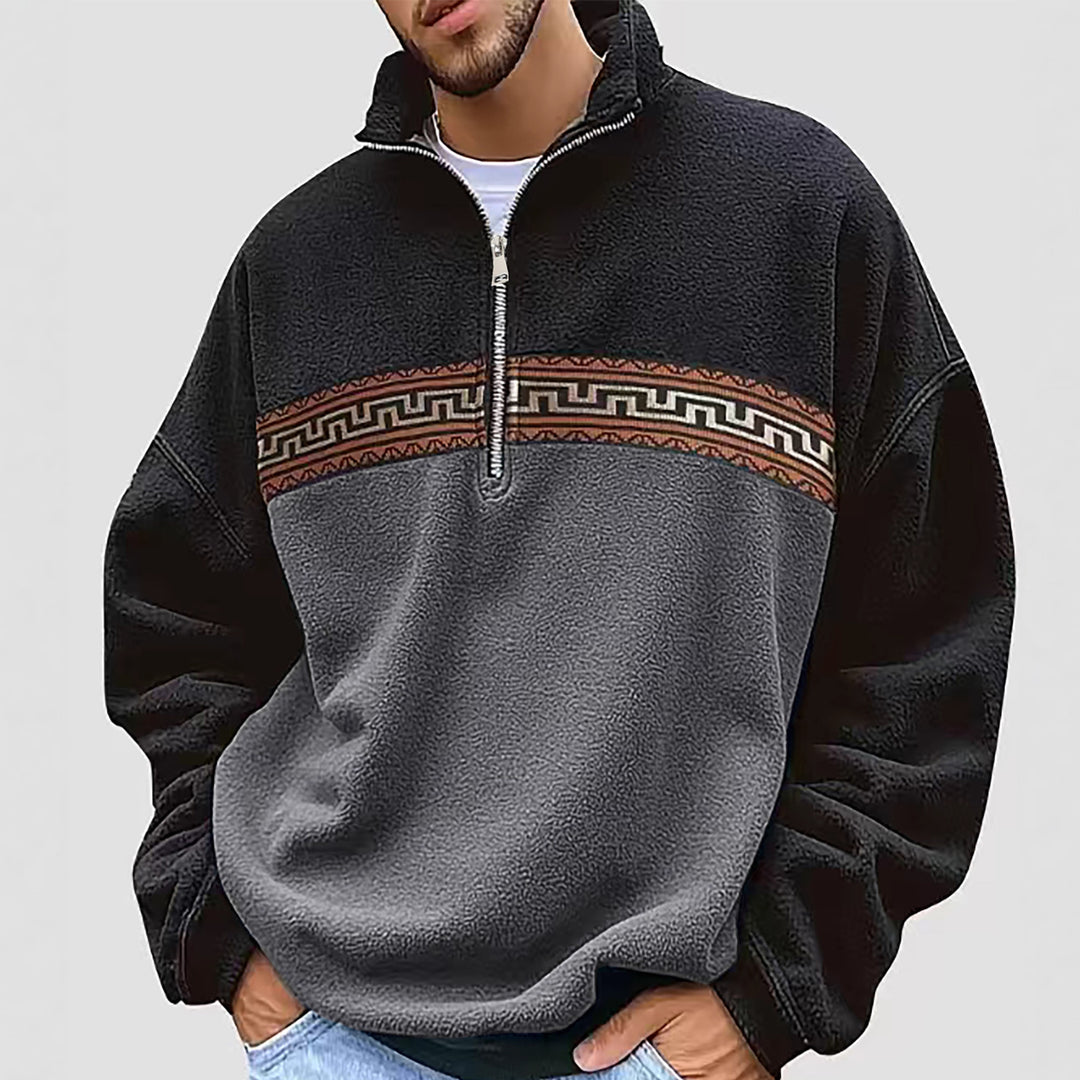 Herren Fleece Pullover mit modischem Stehkragen Echoarchiv