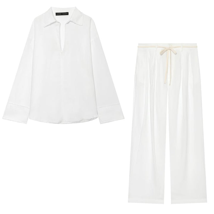 Damen Zweiteiliges Loungewear-Set mit weiter Hemdbluse und fließender Marlene-Hose Echo Archiv