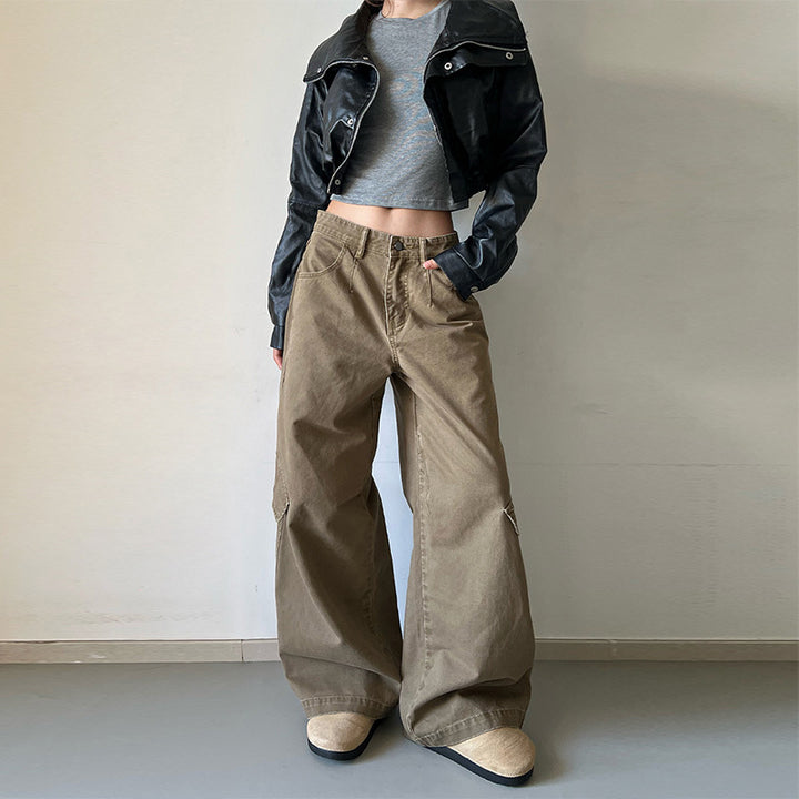 Damen Oversized Cargopalazzo-Hose aus Baumwoll-Twill mit seitlicher Klappentasche Echo Archiv