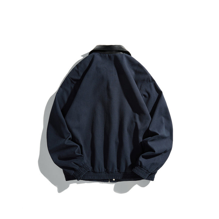 Herren Kurz geschnittene Blousonjacke mit Kunstlederkragen, Druckknopfleiste und elastischen Bündchen Echo Archiv