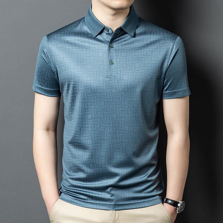 Herren sportliches Poloshirt mit modernem grafischen Muster Echoarchiv