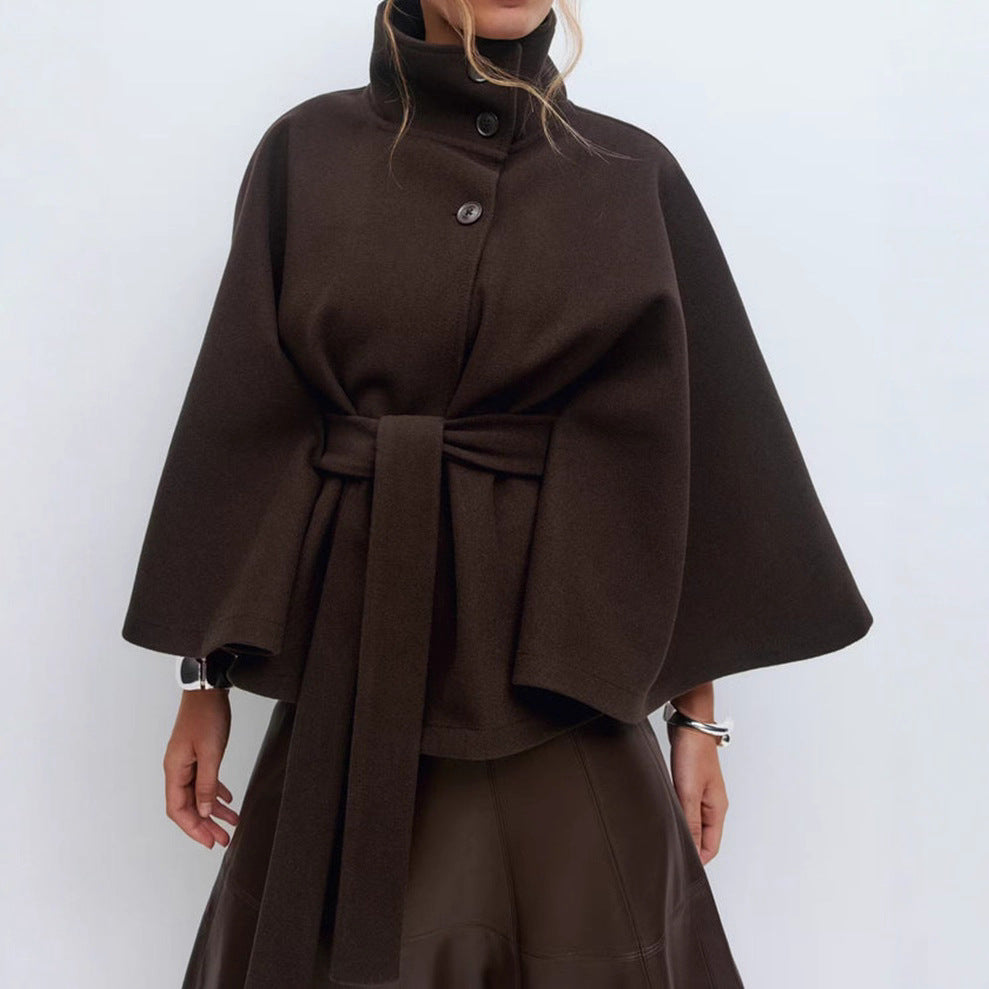 Damen Wickeljacke mit elegantem Stehkragen und weit geschnittenen Ärmeln Echoarchiv