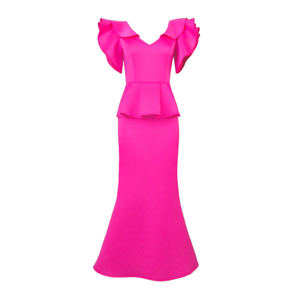 Damen elegantes Peplum-Abendkleid mit voluminösen Ärmeln Echo Archiv