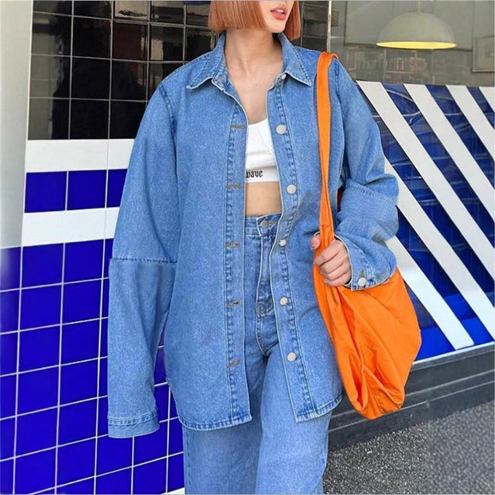Damen Oversized Denim-Hemdjacke mit verlängertem Schnitt und kastiger Passform Echo Archiv