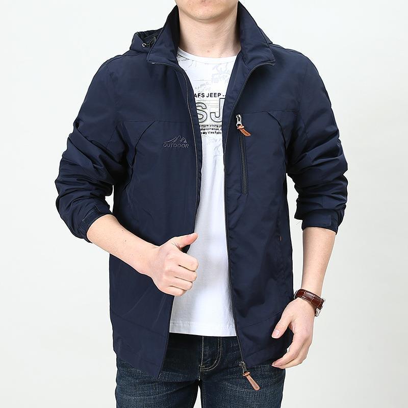 Herren Leichter winddichter Nylon-Blouson mit Stehkragen und Brustreißverschlusstasche Echoarchiv