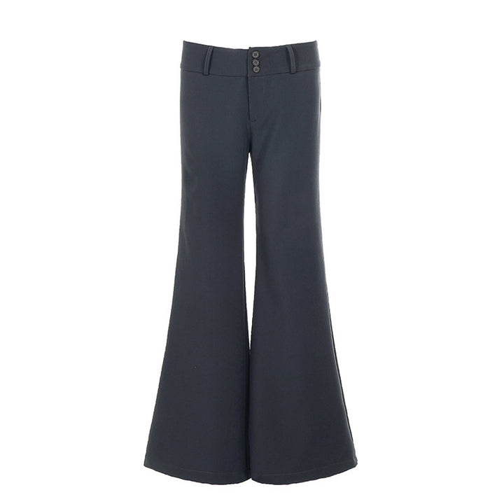 Damen nan hochtaillierte Schlaghose mit weitem Glockenbein und dekorativer Knopfleiste Echo Archiv