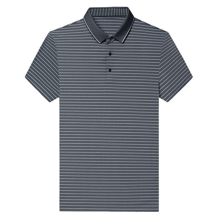 Herren modisches Kurzarm Poloshirt mit feinem Streifenmuster und atmungsaktiver Technologie Echoarchiv