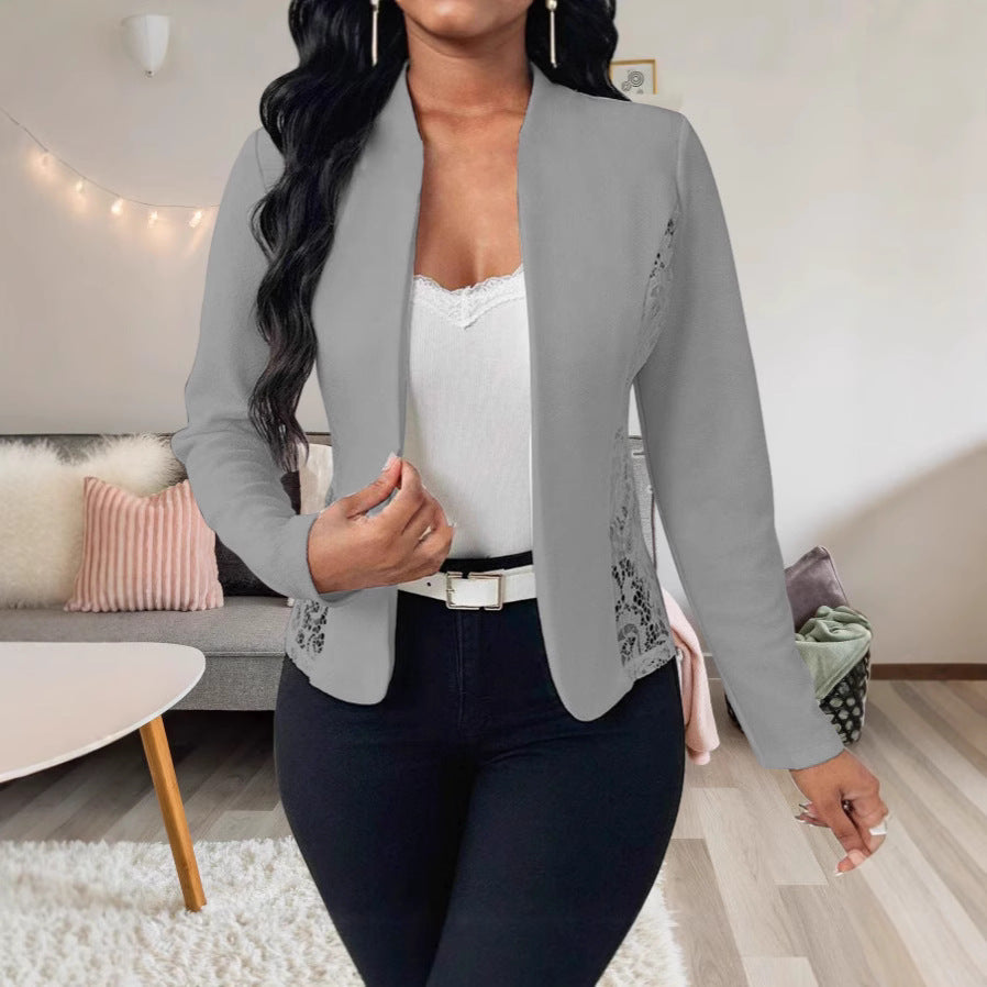 Damen elegante Blazerjacke mit Spitzenakzenten Echoarchiv