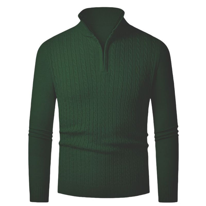 Herren Strickpullover mit modischem Zopfmuster und hochgeschlossenem Kragen Echoarchiv