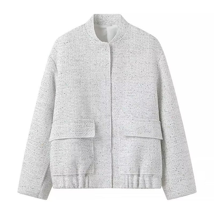 Damen verzierte Bouclé-Bomberjacke mit Pailletten und Strass Echo Archiv