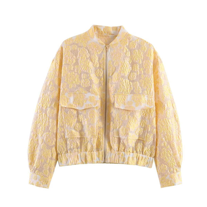Damen Stepp-Bomberjacke mit Blumenjacquard, Reißverschluss und Pattentaschen Echo Archiv