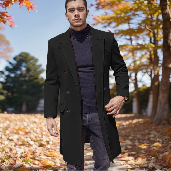 Herren modischer doppelknöpfiger Langmantel aus hochwertigem Stoff Echoarchiv