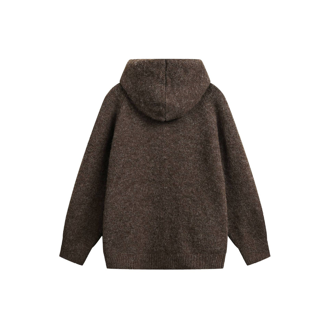 Damen Wollmix‑Cape‑Cardigan mit Kapuze, Knopfleiste und Raglanärmeln Echoarchiv