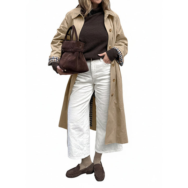 Damen Klassischer Trenchcoat mit kariertem Innenfutter Echo Archiv