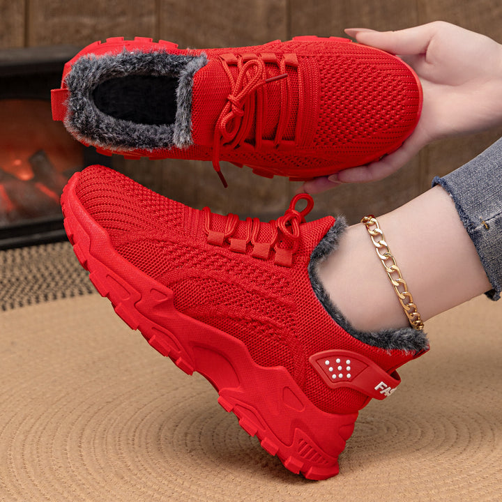Damen nan gestrickter Winter-Chunky-Sneaker mit kuscheligem Kunstfellfutter und profilierter Dämpfsohle Echo Archiv