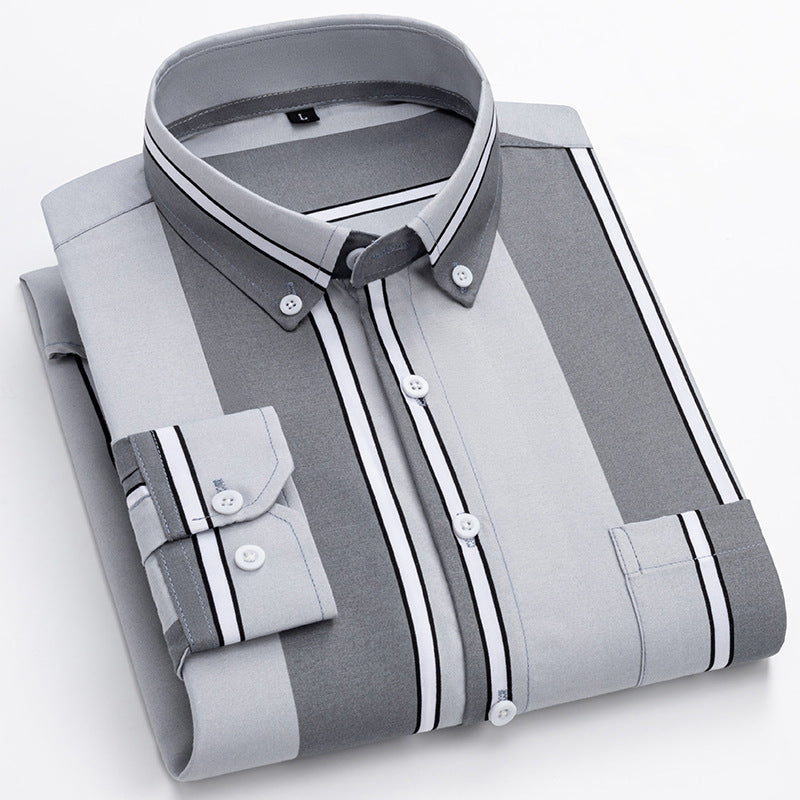 Herren nan gestreiftes Business-Hemd mit Button-Down-Kragen, Brusttasche und bügelleichtem Baumwollmix Echo Archiv