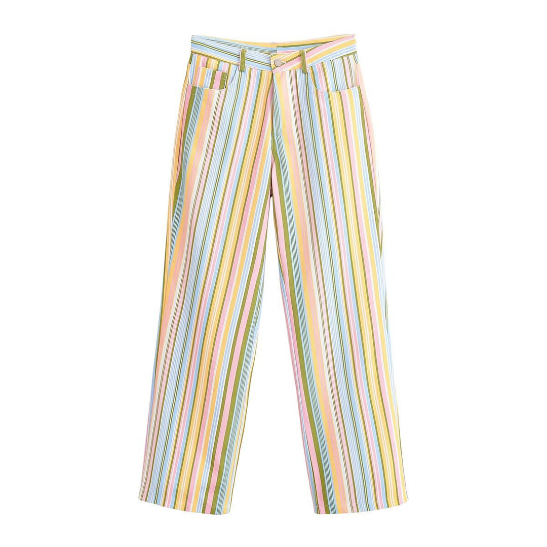 Damen weite High-Waist-Hose mit breitem Bund und Eingrifftaschen Echo Archiv