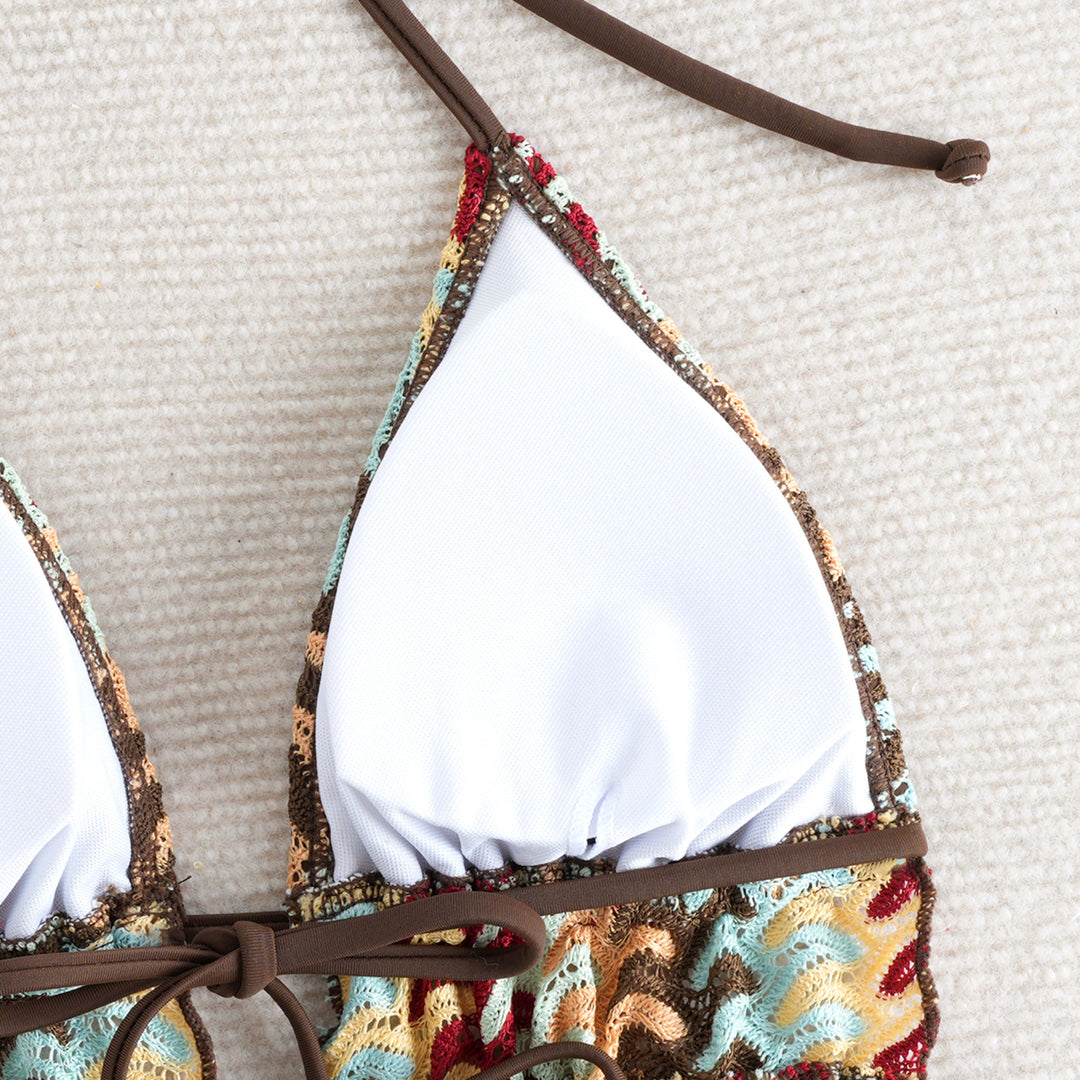 Damen Bikini-Set mit kreativem Rüschendetail und verstellbaren Trägern Echo Archiv