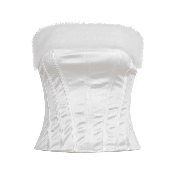 Damen-Corsage mit elegantem Pelzkragen und figurbetonendem Design Echo Archiv