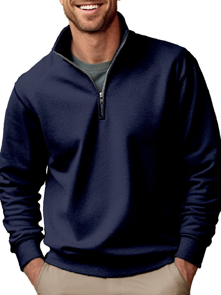 Herren Halbzip-Sweatshirt mit Stehkragen und weichem Fleece-Innenfutter – Cavarno