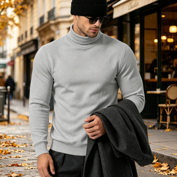 Herren Eleganter Baumwoll-Mix Rollkragenpullover Slim Fit Echoarchiv