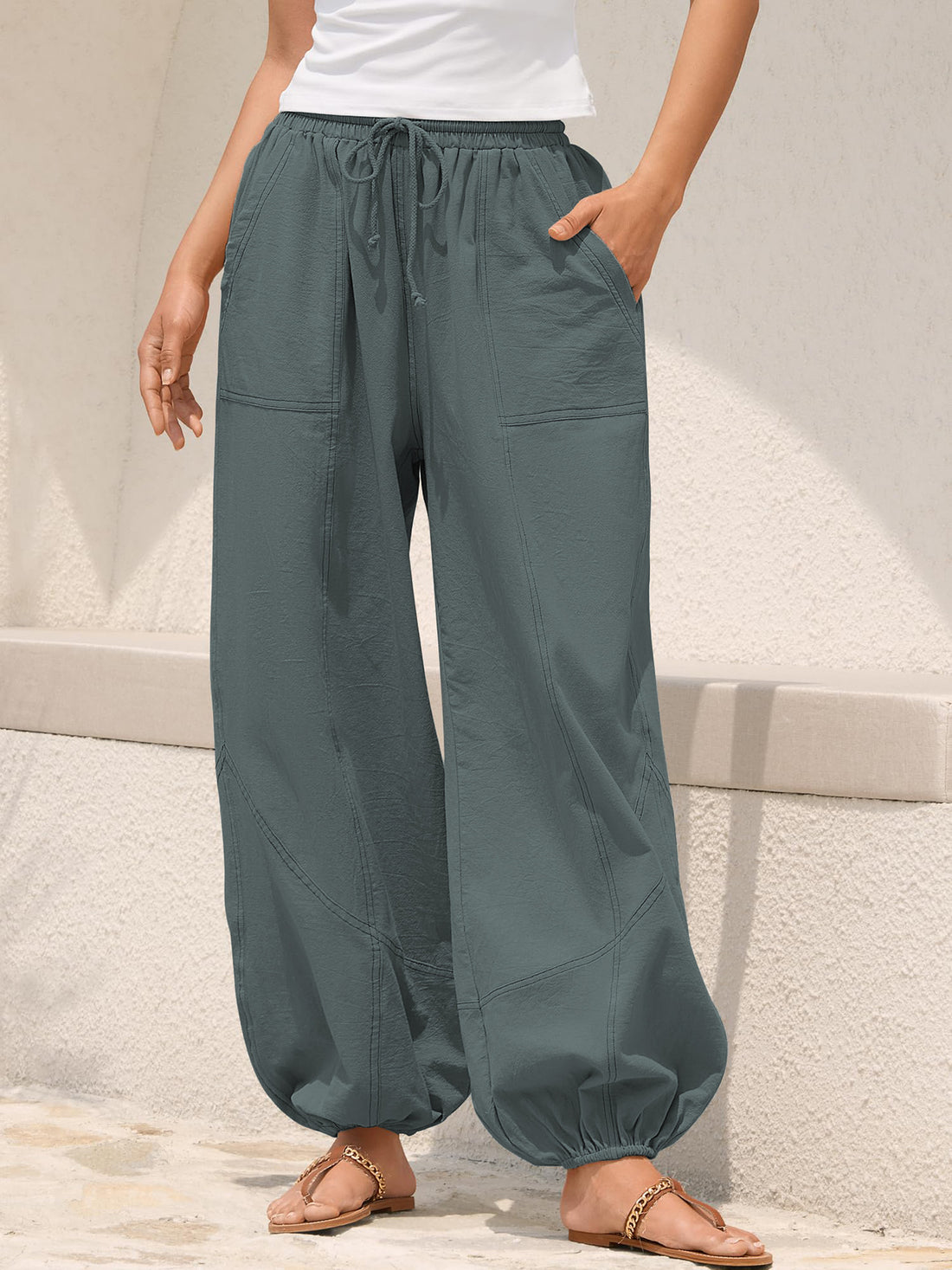 Damen Lässige Weitbein-Hose mit praktischen Taschen – Avélisse