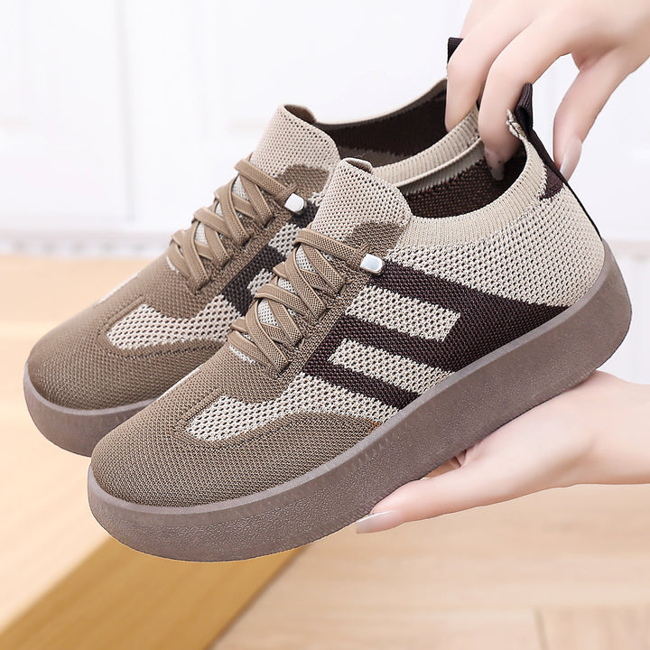 Damen nan gestrickter Slip-On Plateau-Sneaker mit elastischem Sockenschaft, dekorativer Zierstreifen und dämpfender EVA-Leichtsohle Echo Archiv