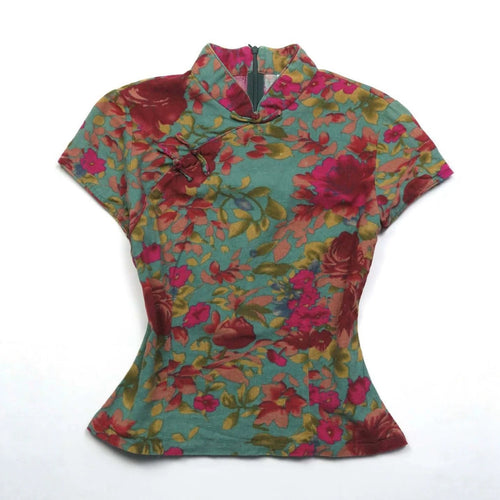 Damen Blumiges Oberteil mit Stehkragen Echo Archiv