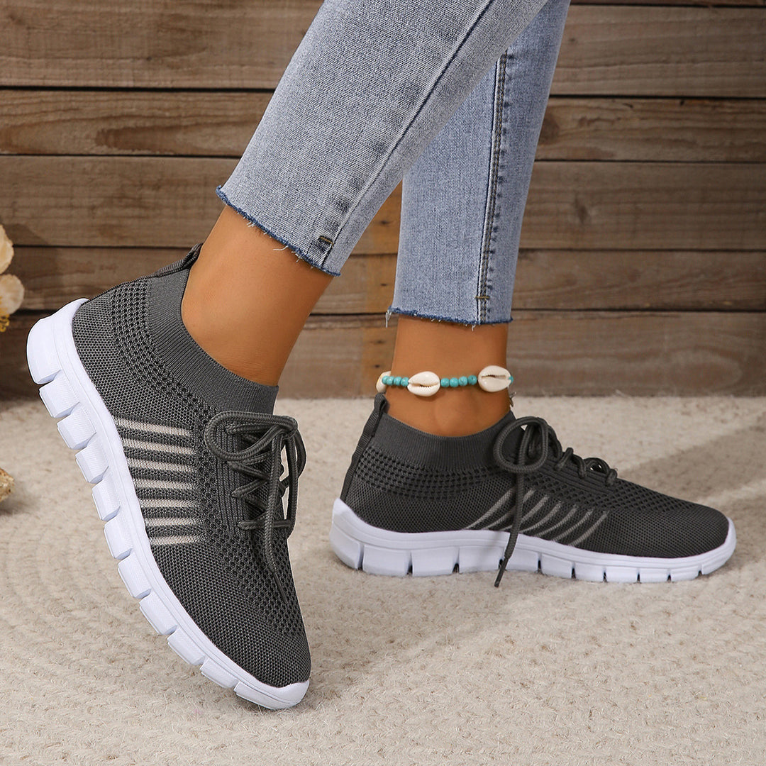 Damen nan gestrickte Sock-Sneaker mit elastischem Schaft, dekorativer Schnürung und flexibler Profilsohle Echo Archiv