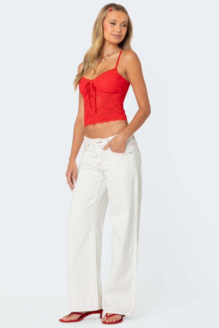 Damen Spitzencrop-Top mit Schleifen-Detail und verstellbaren Trägern Echo Archiv