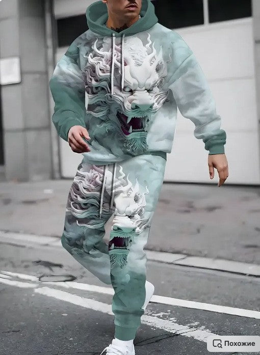 Herren Hoodie- und Jogginghose-Set mit einzigartigem Grafikdesign Echoarchiv
