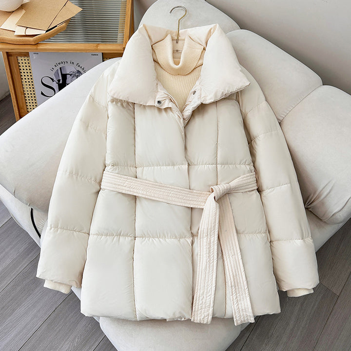 Damen nan gesteppte Winterjacke mit Taillengürtel, Stehkragen und Rippbündchen Echo Archiv