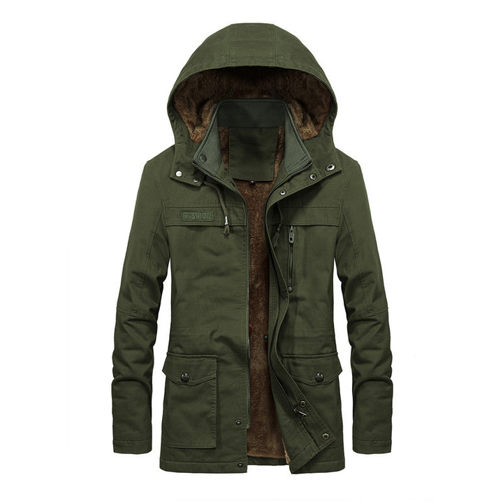 Herren Canvas-Parka mit Teddyfutter, verstecktem Zweiwege-Reißverschluss und Utility-Taschen – Taviero